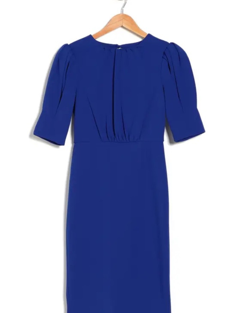 Calvin Klein Puff Short Sleeve Cutout Back  Sheath Dress in Regatta